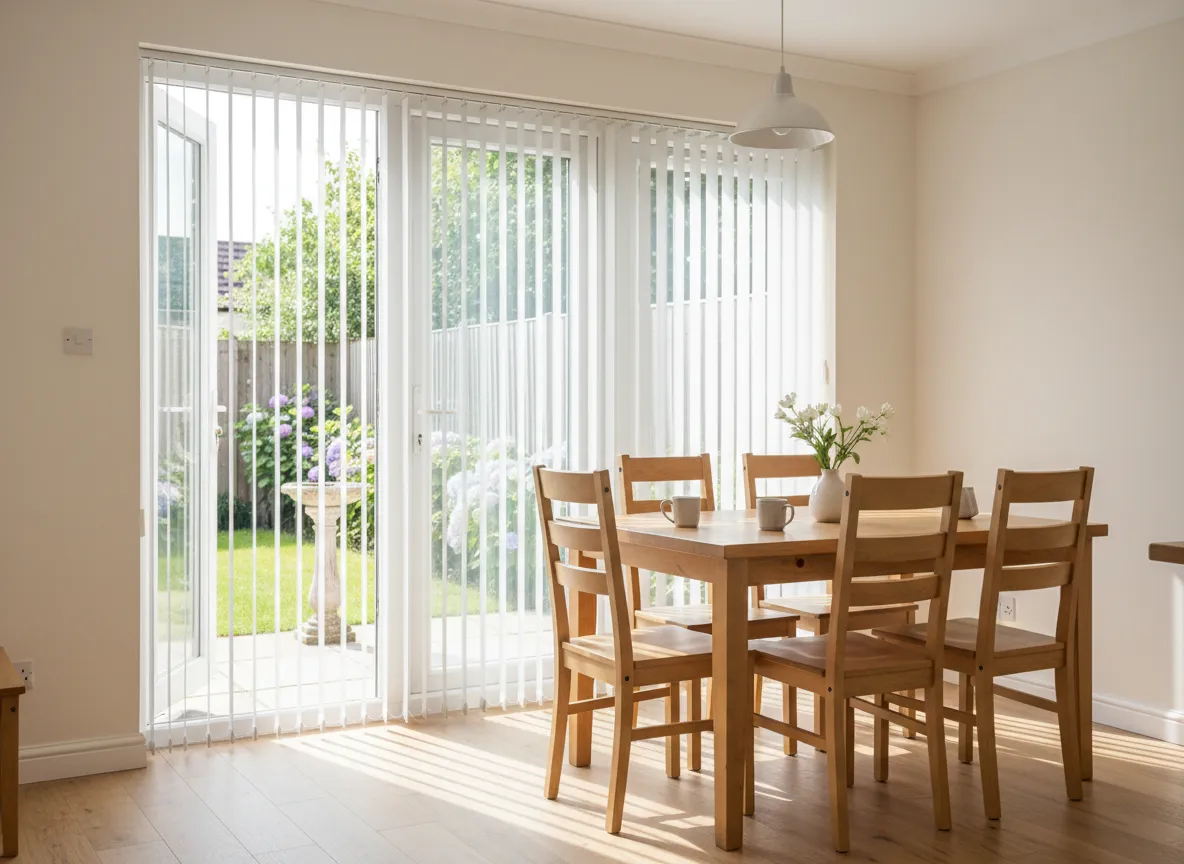 Modern living room with blinds and shutters installed